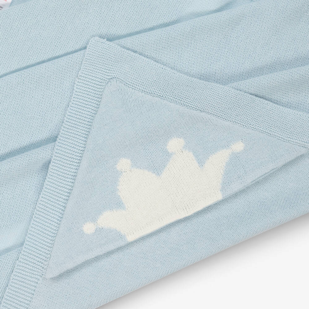 Marie-Chantal-Blue Cotton & Cashmere Hooded Blanket (95cm) | Childrensalon Outlet