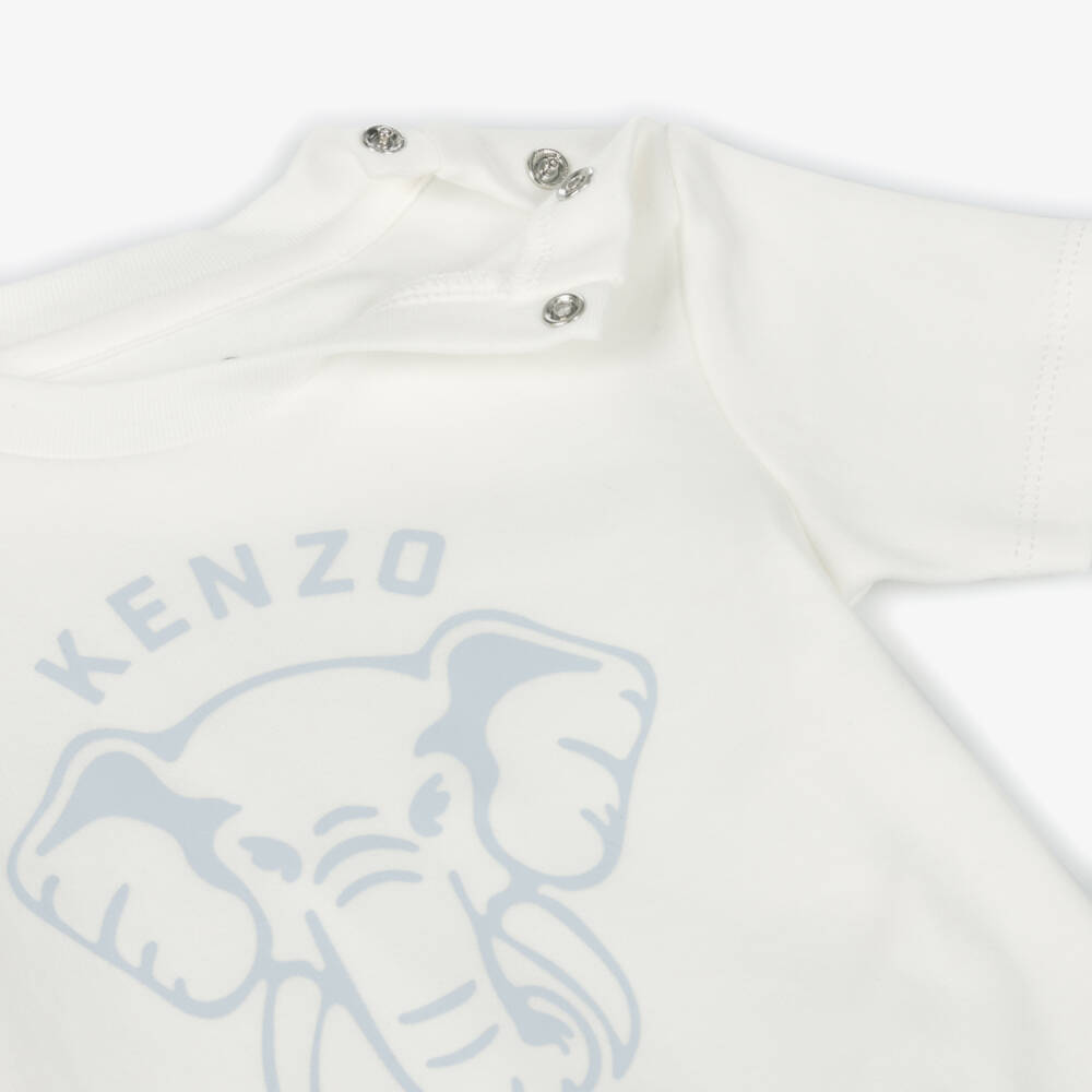 KENZO KIDS-Blue Cotton Elephant Baby Tracksuit Set | Childrensalon Outlet