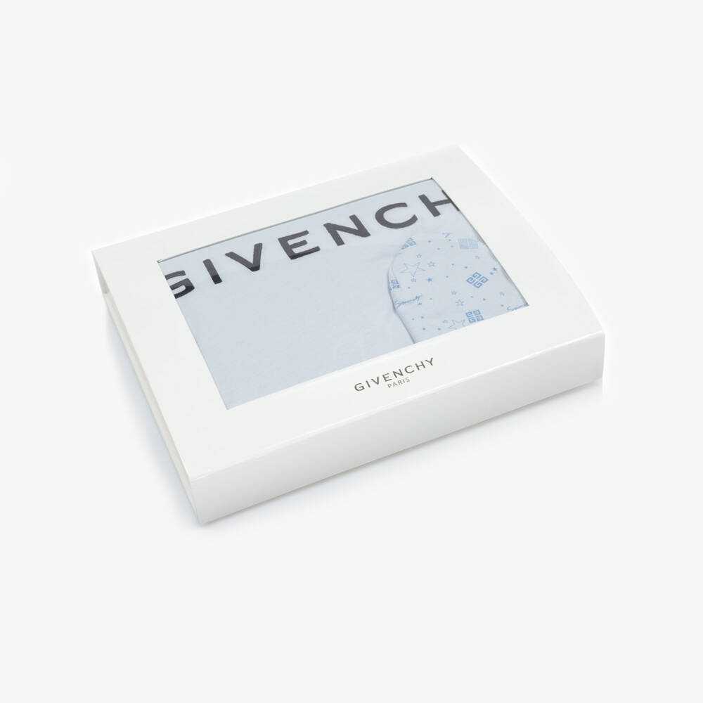 Givenchy-Blue Cotton Hat & Padded Blanket Set (78cm) | Childrensalon Outlet