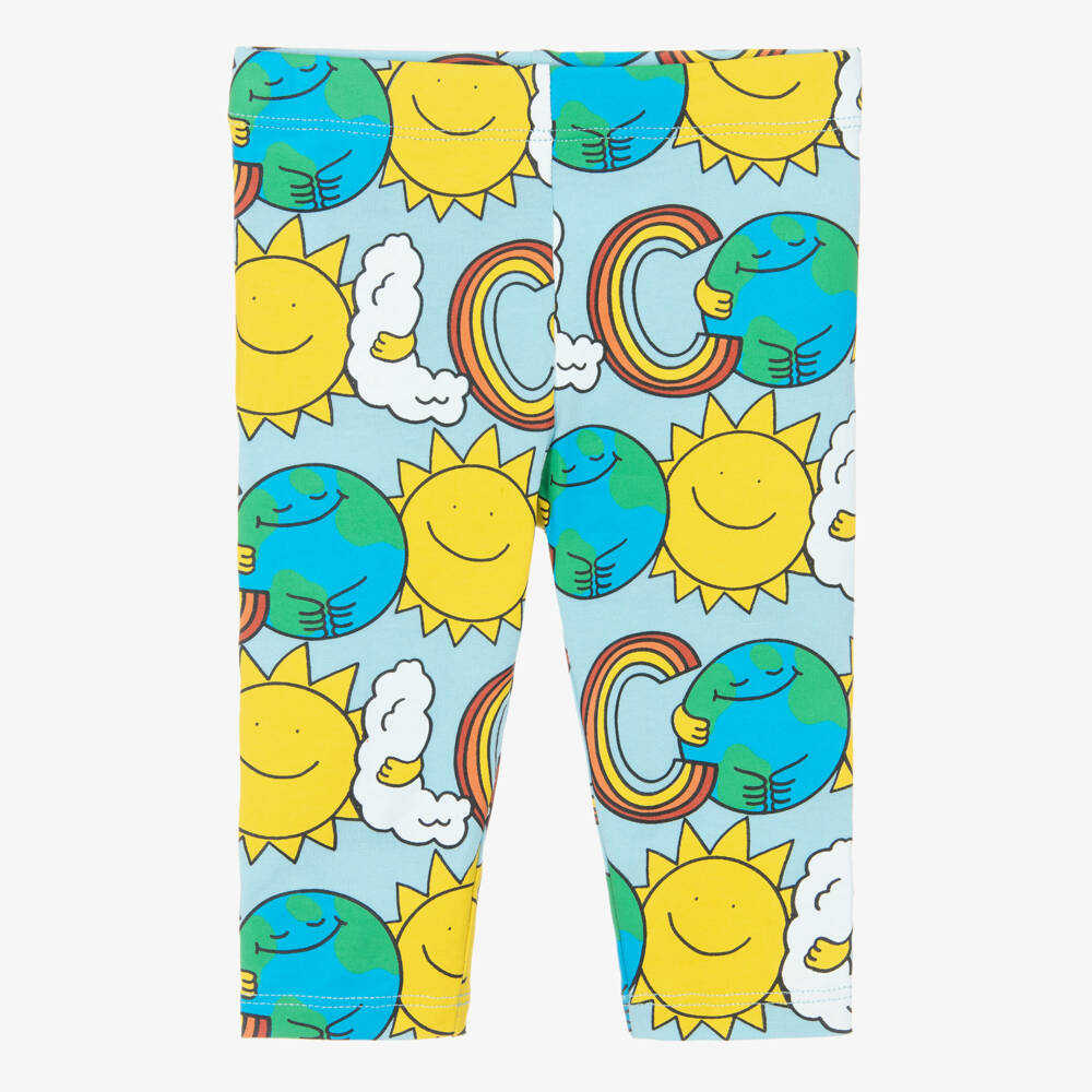 Stella McCartney Kids-Леггинсы из хлопка с принтом Земли синие для детей | Childrensalon Outlet