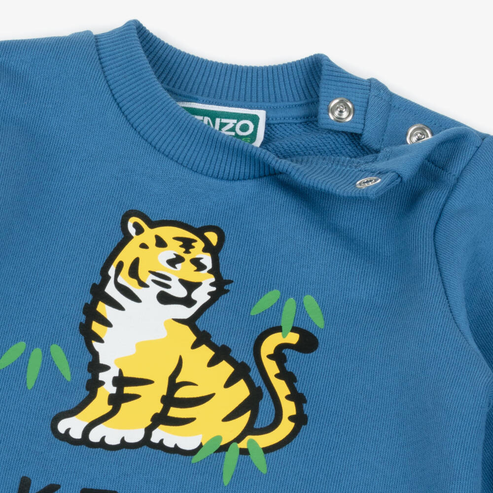 KENZO KIDS-Blue Cotton Jersey Kotora Tiger Tracksuit | Childrensalon Outlet