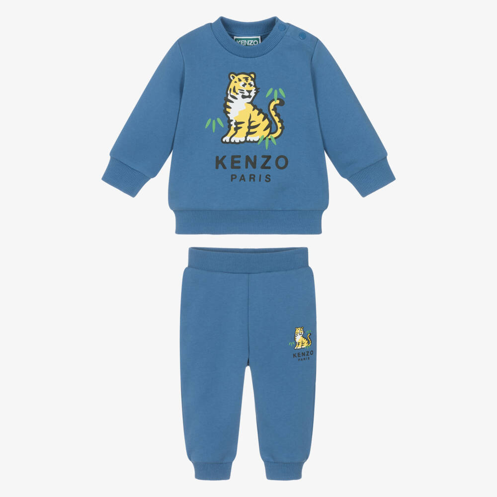KENZO KIDS-Blue Cotton Jersey Kotora Tiger Tracksuit | Childrensalon Outlet
