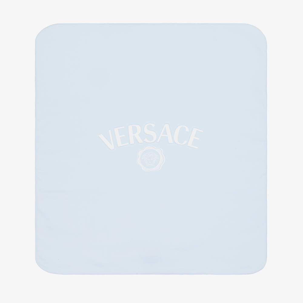 Versace-Blue Cotton Jersey Padded Blanket (70cm) | Childrensalon Outlet