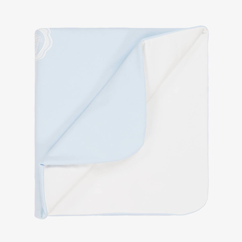Versace-Blue Cotton Jersey Padded Blanket (70cm) | Childrensalon Outlet