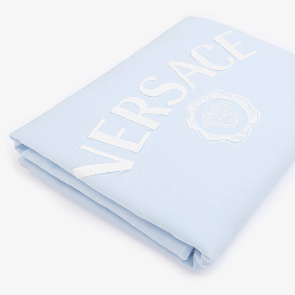 Versace-Blue Cotton Jersey Padded Blanket (70cm) | Childrensalon Outlet