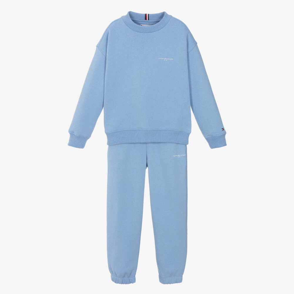 Tommy Hilfiger-Blue Cotton Jersey Tracksuit with Logo Detail | Childrensalon Outlet