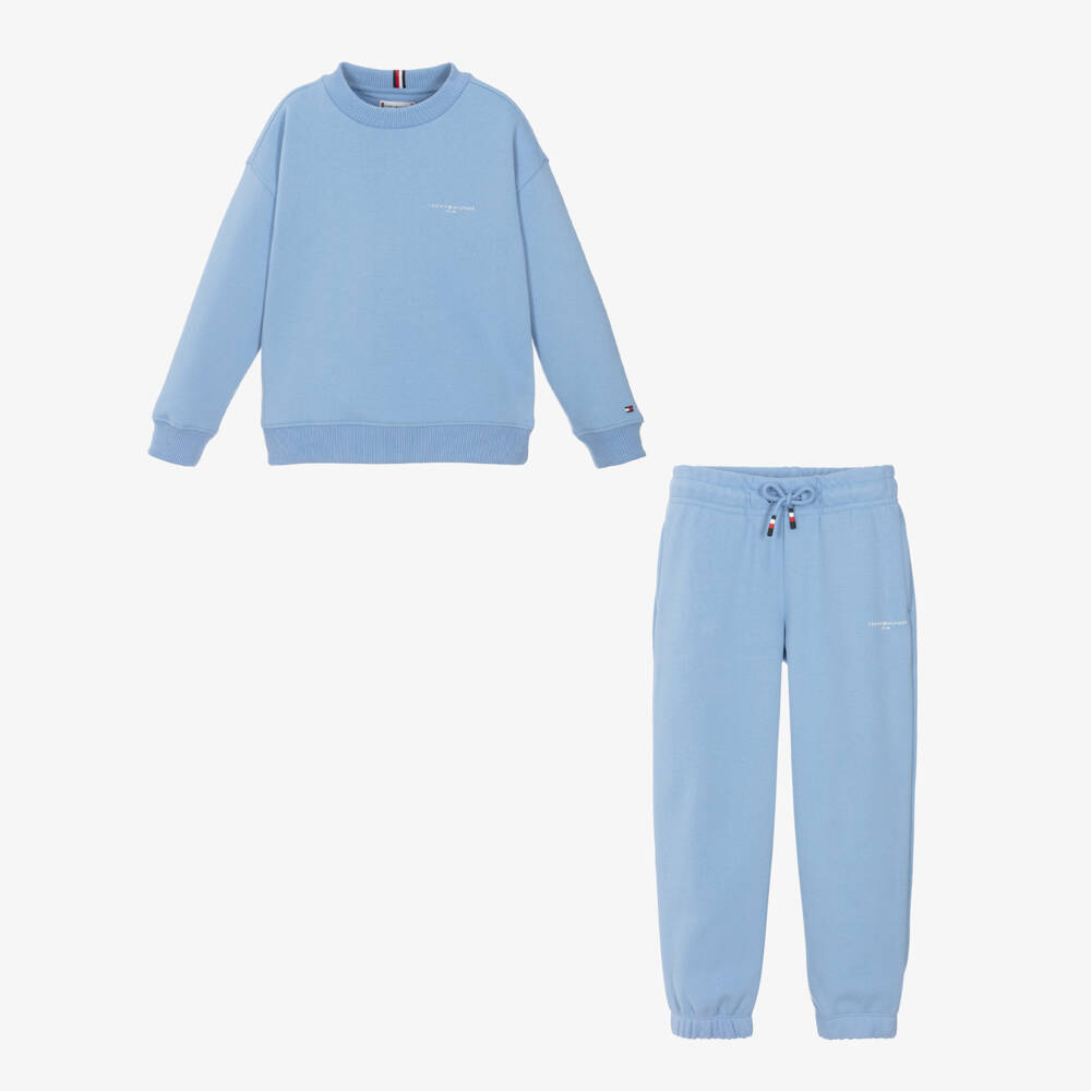 Tommy Hilfiger-Blue Cotton Jersey Tracksuit with Logo Detail | Childrensalon Outlet