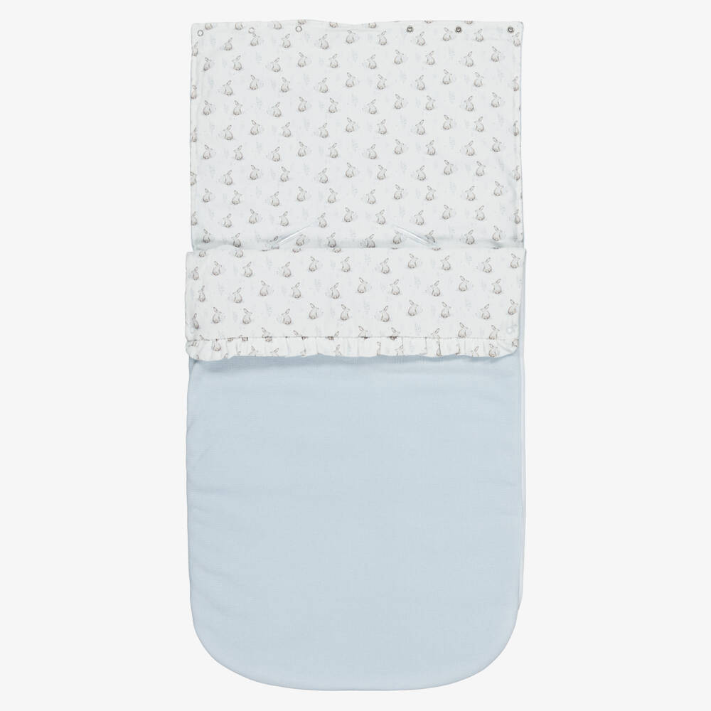 Babidu-Blue Cotton Padded Bunny Print Nest (80cm) | Childrensalon Outlet