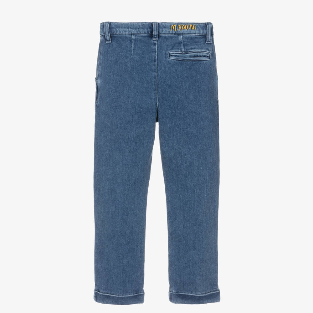 Mini Rodini-Blue Denim Chinos with Turn-Up Cuffs | Childrensalon Outlet