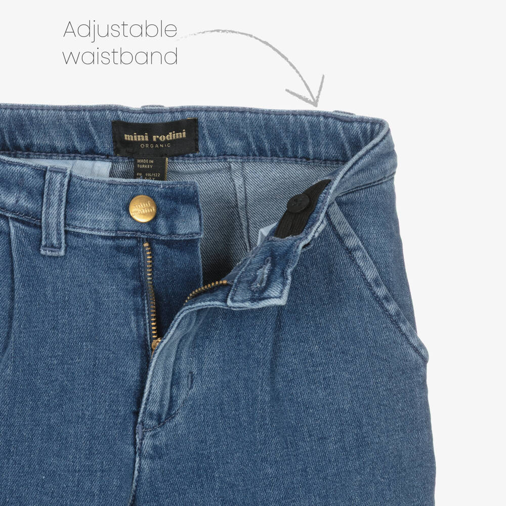 Mini Rodini-Blue Denim Chinos with Turn-Up Cuffs | Childrensalon Outlet