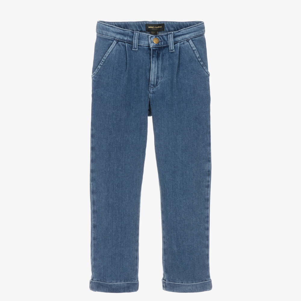 Mini Rodini-Blue Denim Chinos with Turn-Up Cuffs | Childrensalon Outlet