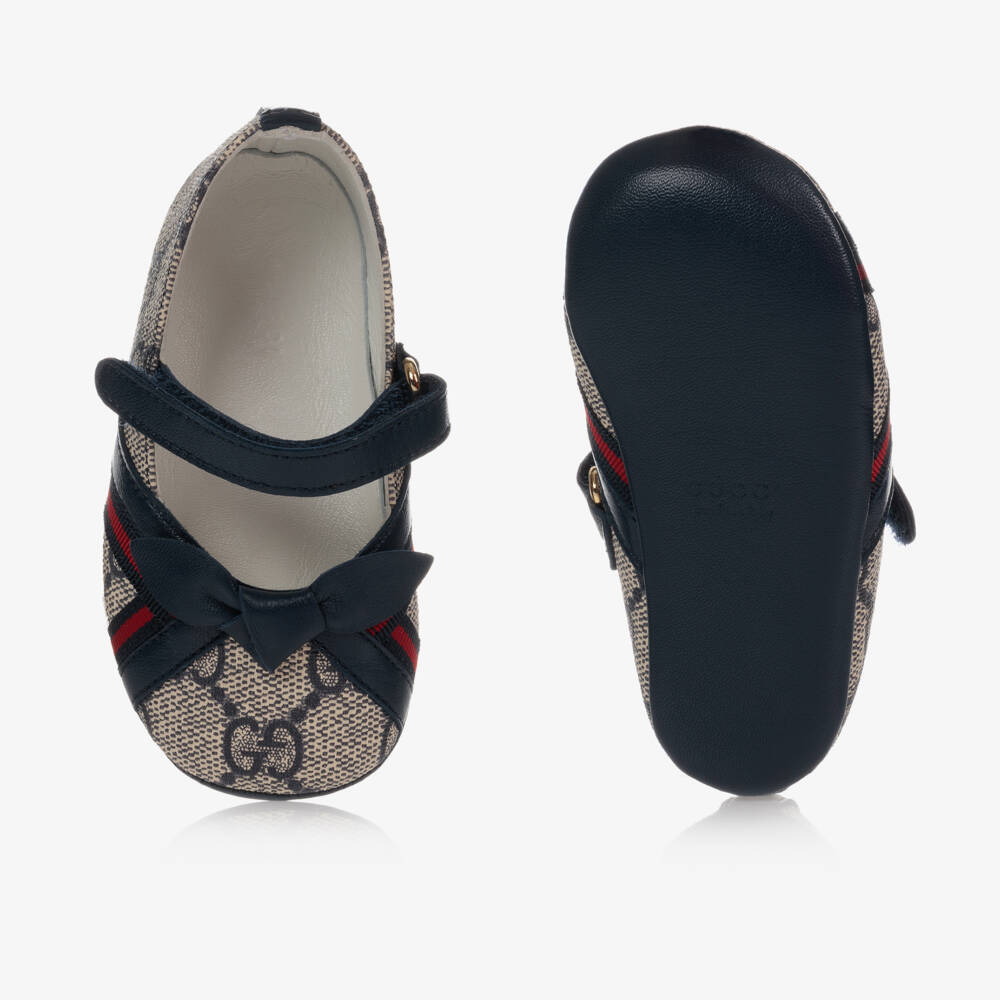 Gucci-Blue GG Ballerina Baby Pumps | Childrensalon Outlet