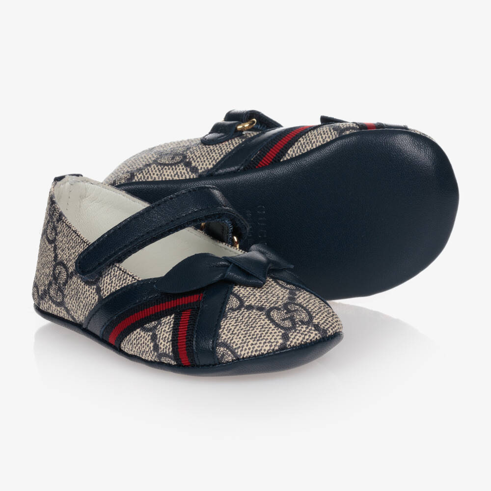 Gucci-Blue GG Ballerina Baby Pumps | Childrensalon Outlet