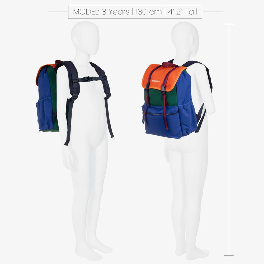 Bobo Choses-Blue & Green Colourblock Backpack (42cm) | Childrensalon Outlet