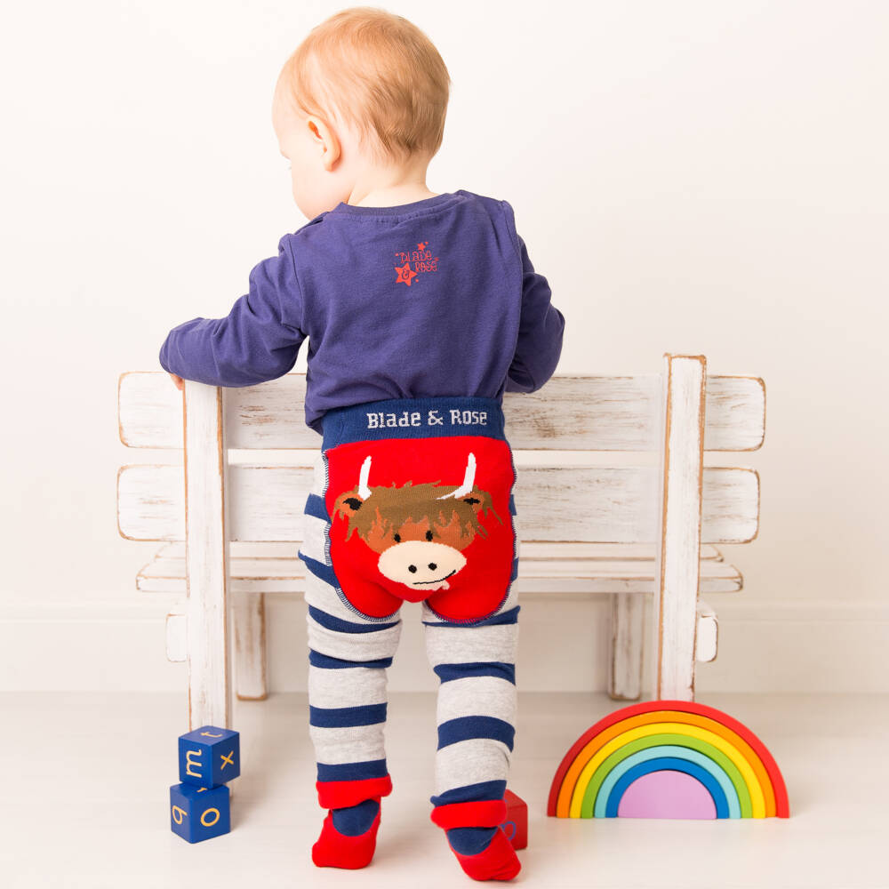 Blade & Rose-Blue & Grey Highland Cow Leggings | Childrensalon Outlet