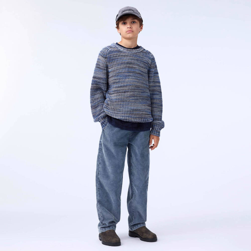 Molo-Blue & Grey Marl Knitted Sweater | Childrensalon Outlet