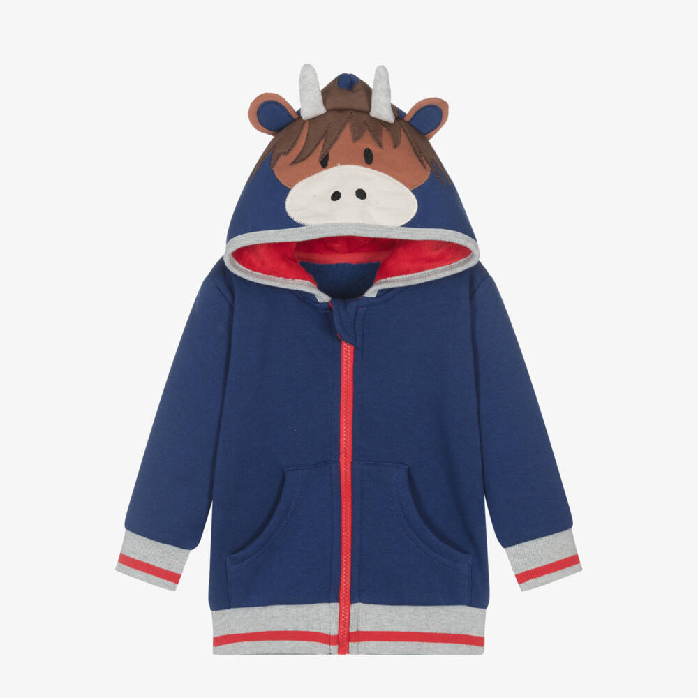Blade & Rose-Blue Hamish Highland Cow Zip-Up Top | Childrensalon Outlet