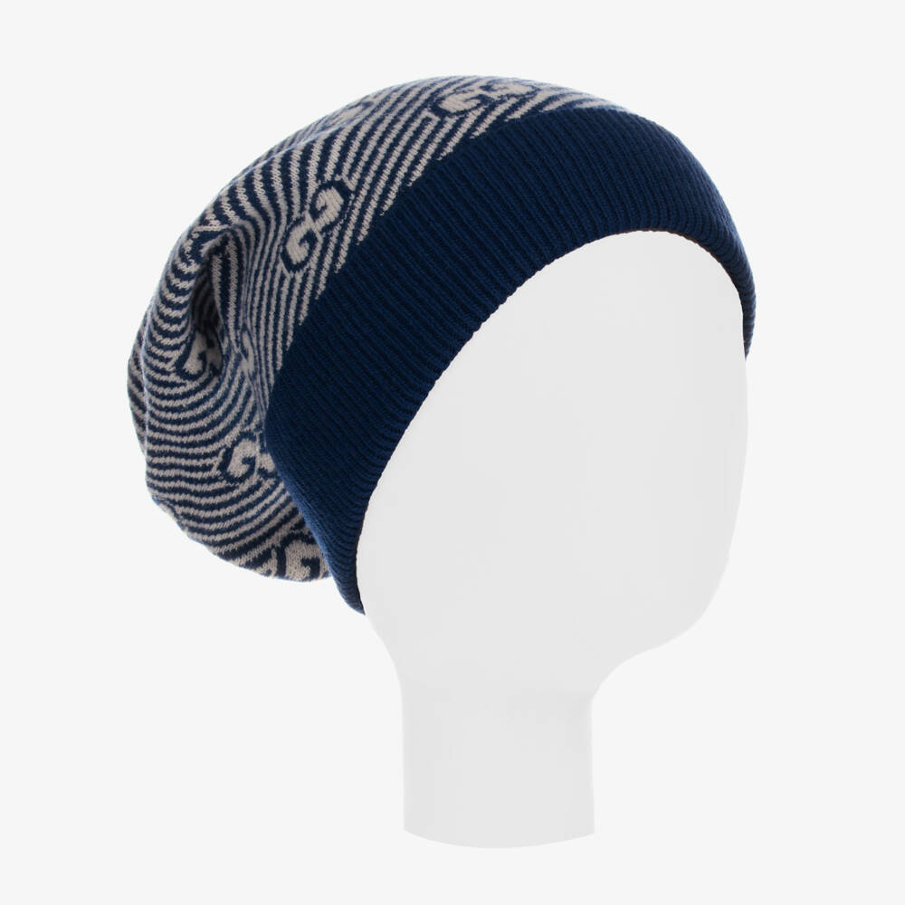 Gucci-Blue & Ivory GG Wool Hat | Childrensalon Outlet