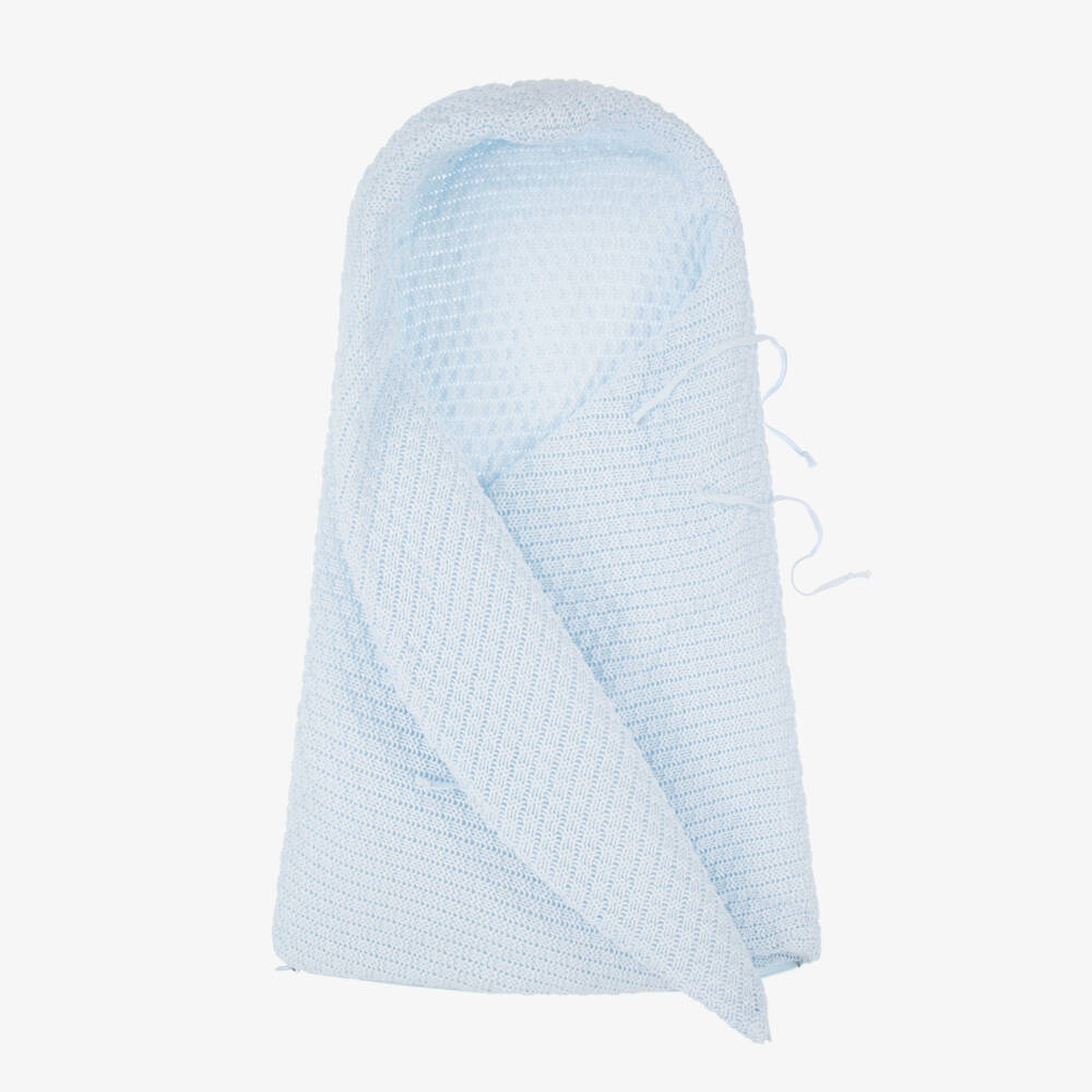 Minutus-Blue Knit Cotton Baby Nest (75cm) | Childrensalon Outlet