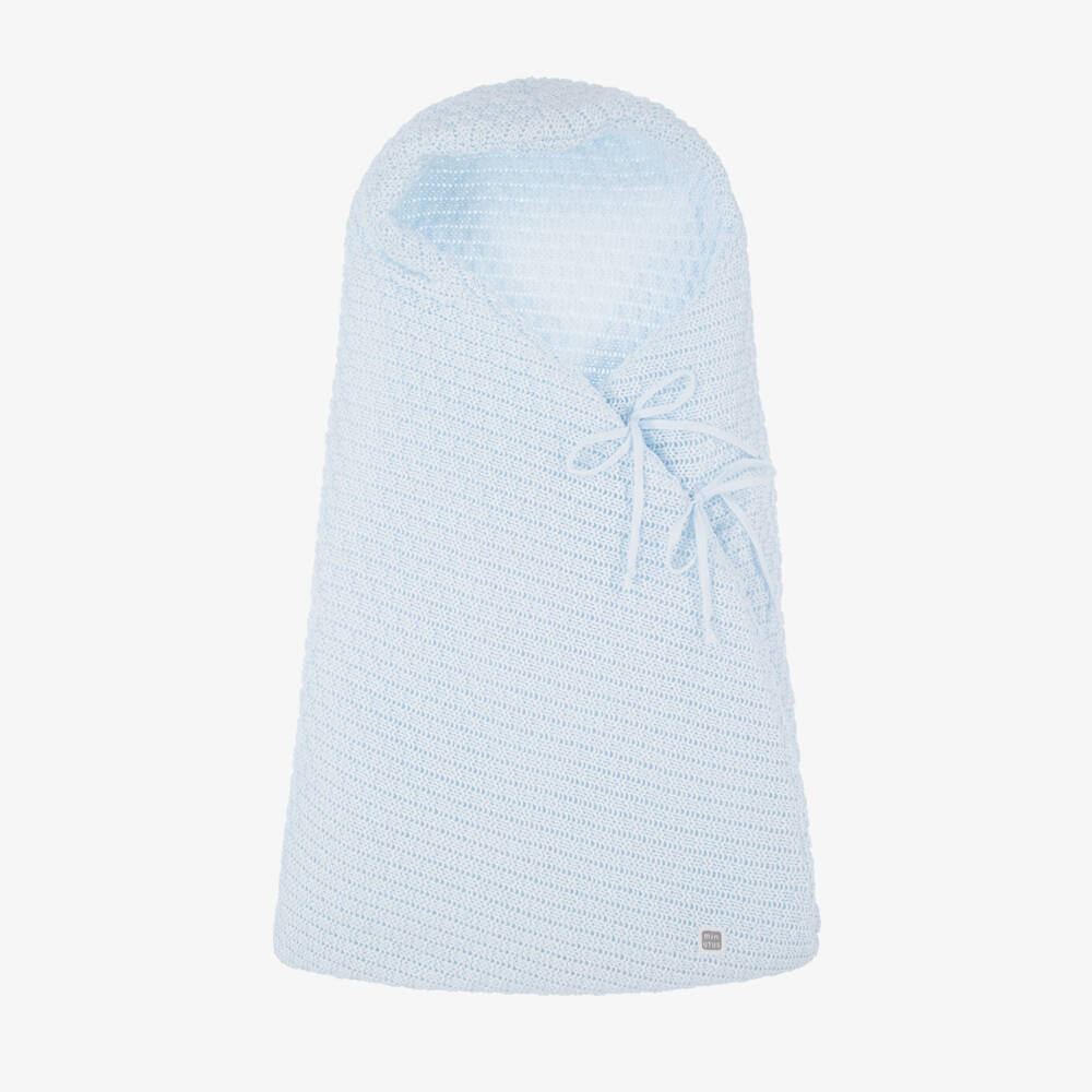 Minutus-Blue Knit Cotton Baby Nest (75cm) | Childrensalon Outlet