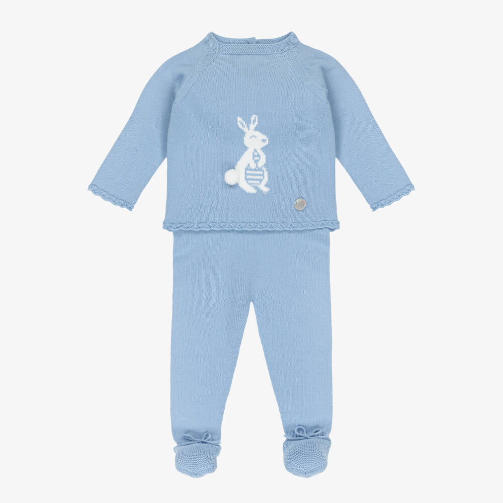 Artesanía Granlei-Синий вязаный комплект с зайчиком для малышей | Childrensalon Outlet