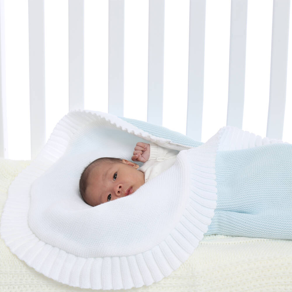 Minutus-Blue Knitted Baby Nest (75cm) | Childrensalon Outlet