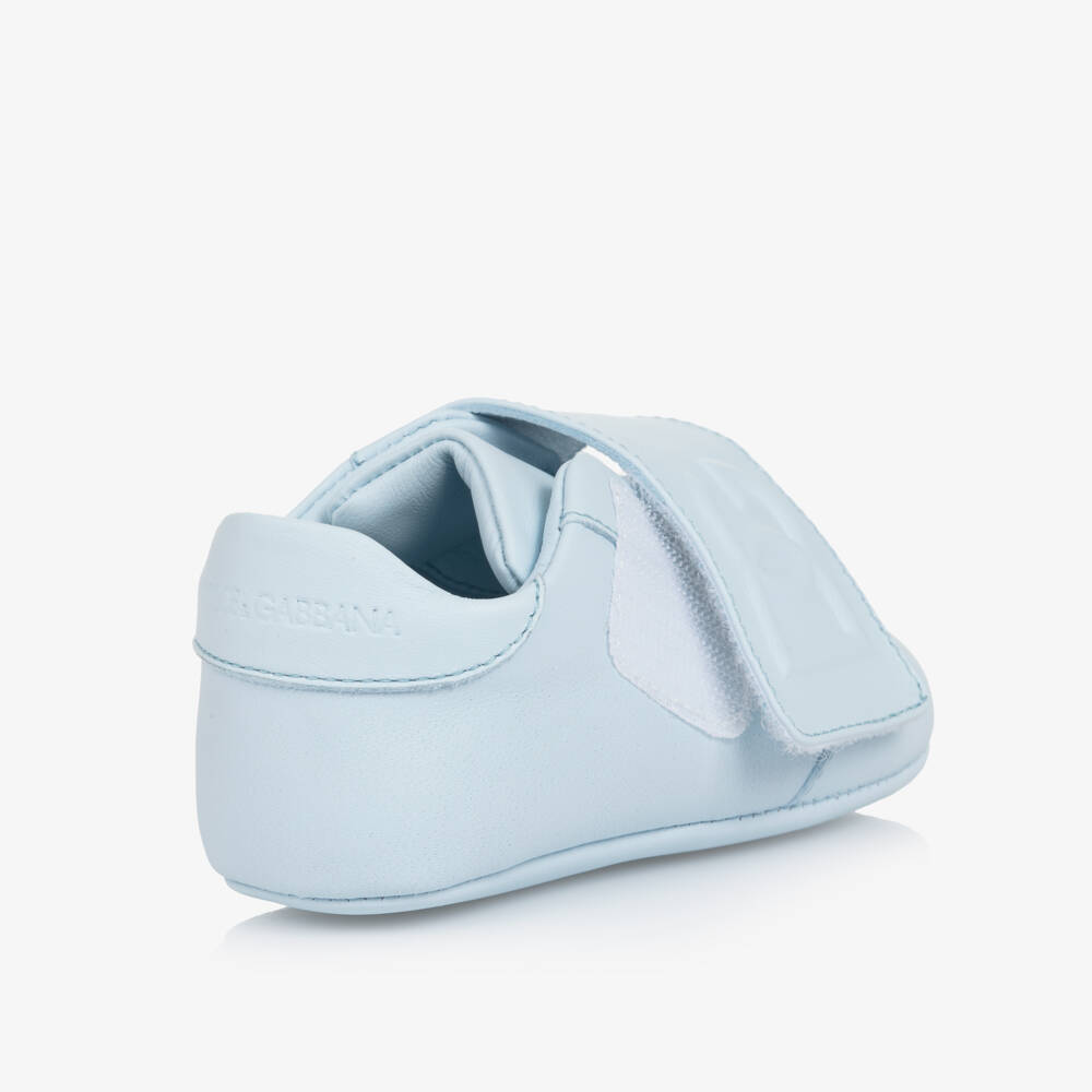 Dolce & Gabbana-Blue Leather Pre-Walker Shoes with Velcro | Childrensalon Outlet