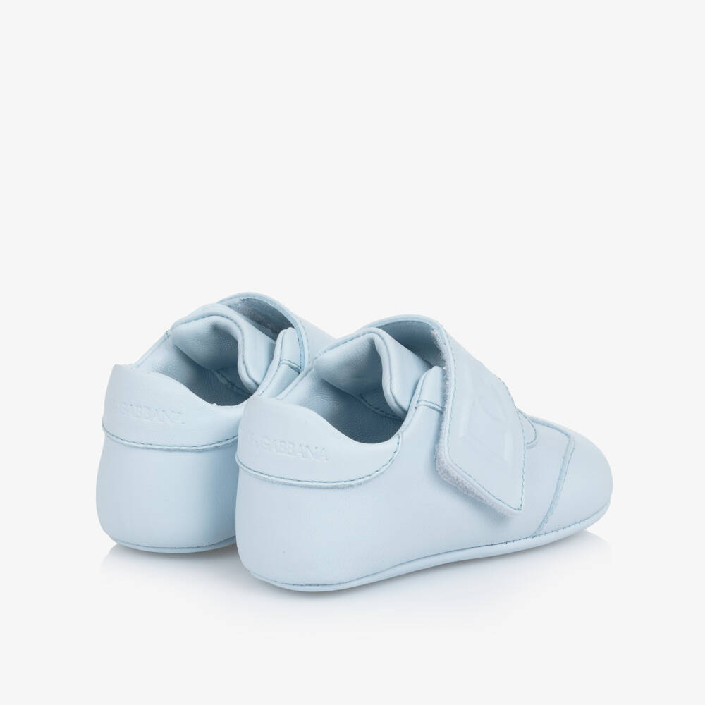 Dolce & Gabbana-Blue Leather Pre-Walker Shoes with Velcro | Childrensalon Outlet