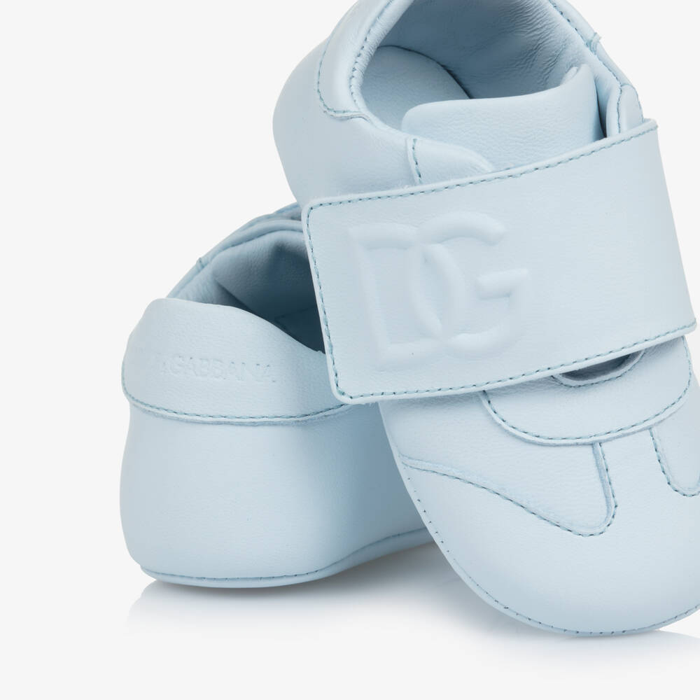 Dolce & Gabbana-Blue Leather Pre-Walker Shoes with Velcro | Childrensalon Outlet