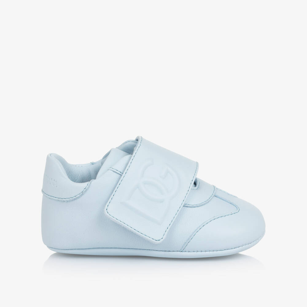 Dolce & Gabbana-Blue Leather Pre-Walker Shoes with Velcro | Childrensalon Outlet