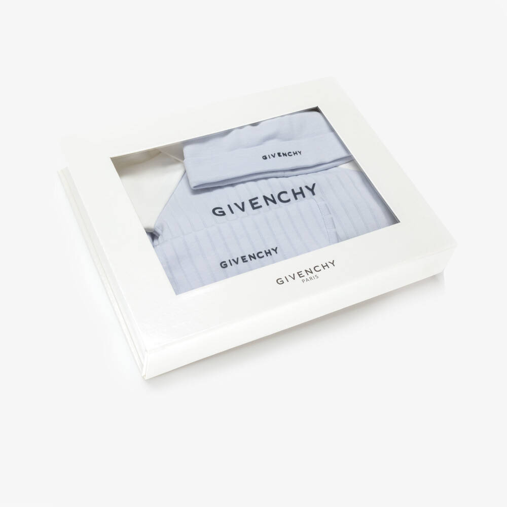 Givenchy-Blue Logo Print Cotton Babygrow Gift Set | Childrensalon Outlet