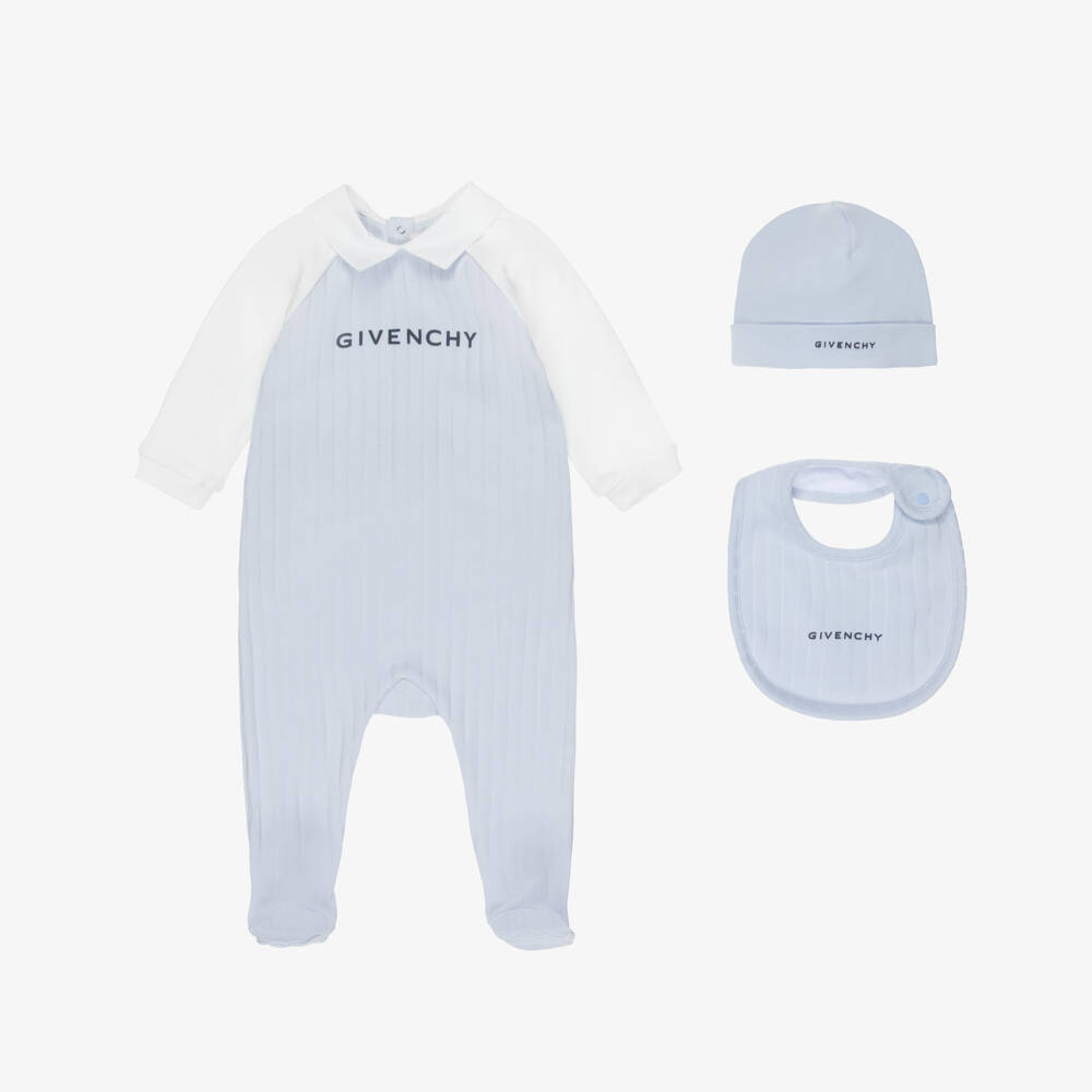 Givenchy-Blue Logo Print Cotton Babygrow Gift Set | Childrensalon Outlet