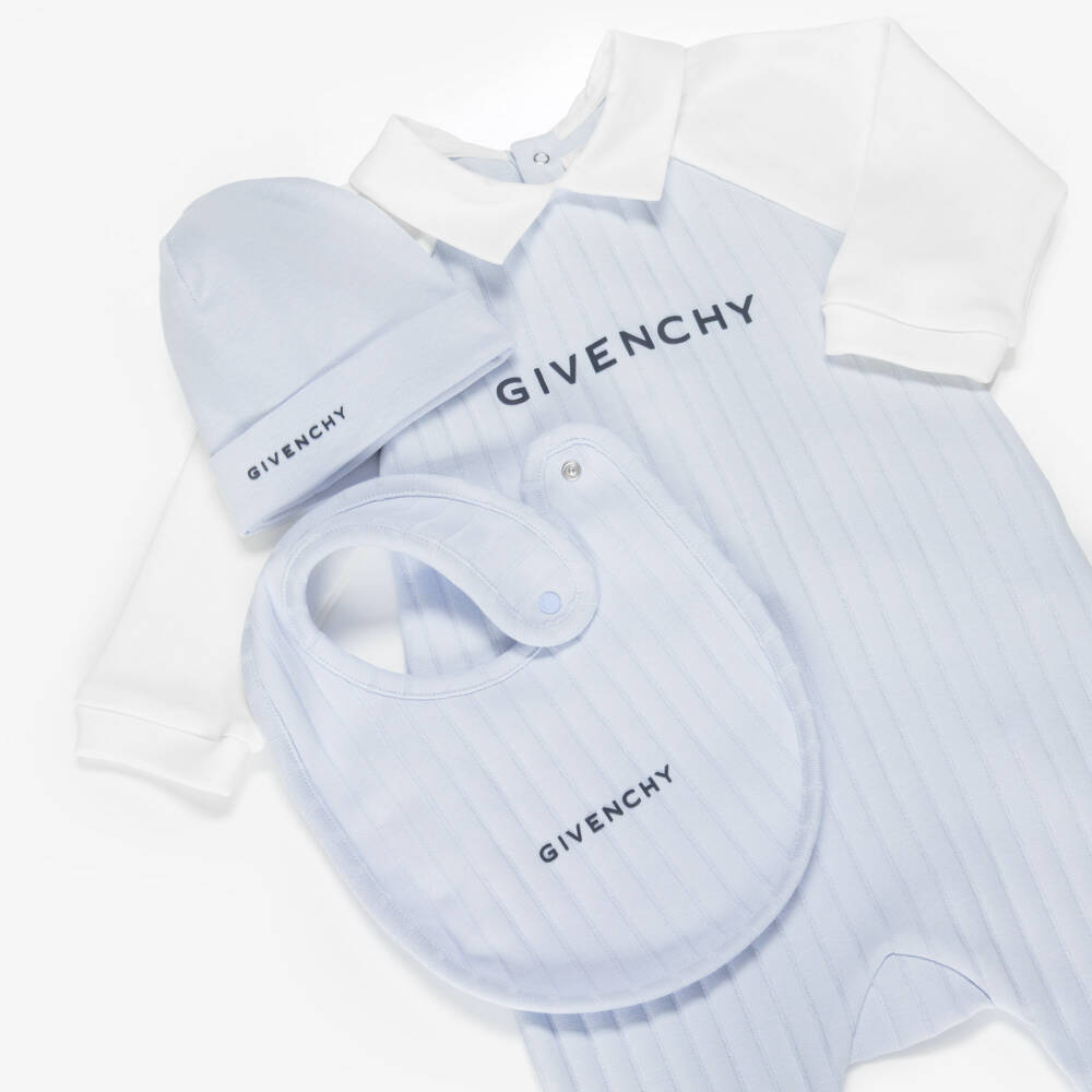 Givenchy-Blue Logo Print Cotton Babygrow Gift Set | Childrensalon Outlet