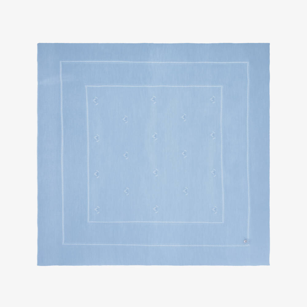 Artesanía Granlei-Blue Openwork Knitted Baby Blanket (106cm) | Childrensalon Outlet