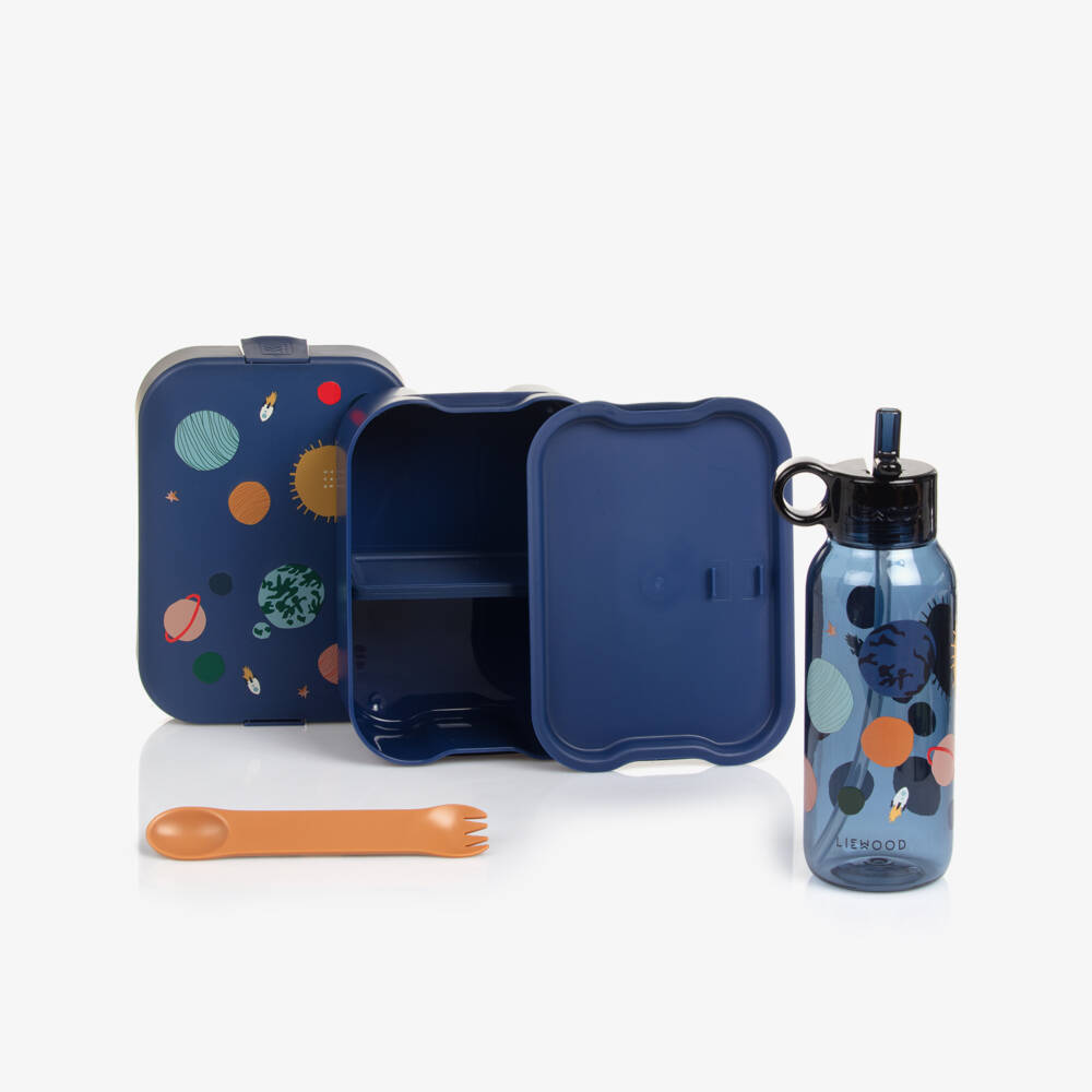 Liewood-Blue Planet Print Chelsey Lunchbox Set | Childrensalon Outlet