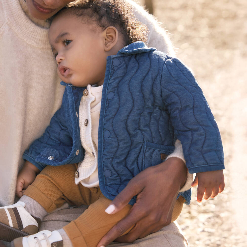 Mayoral Newborn-Blue Quilted Denim Baby Jacket | Childrensalon Outlet