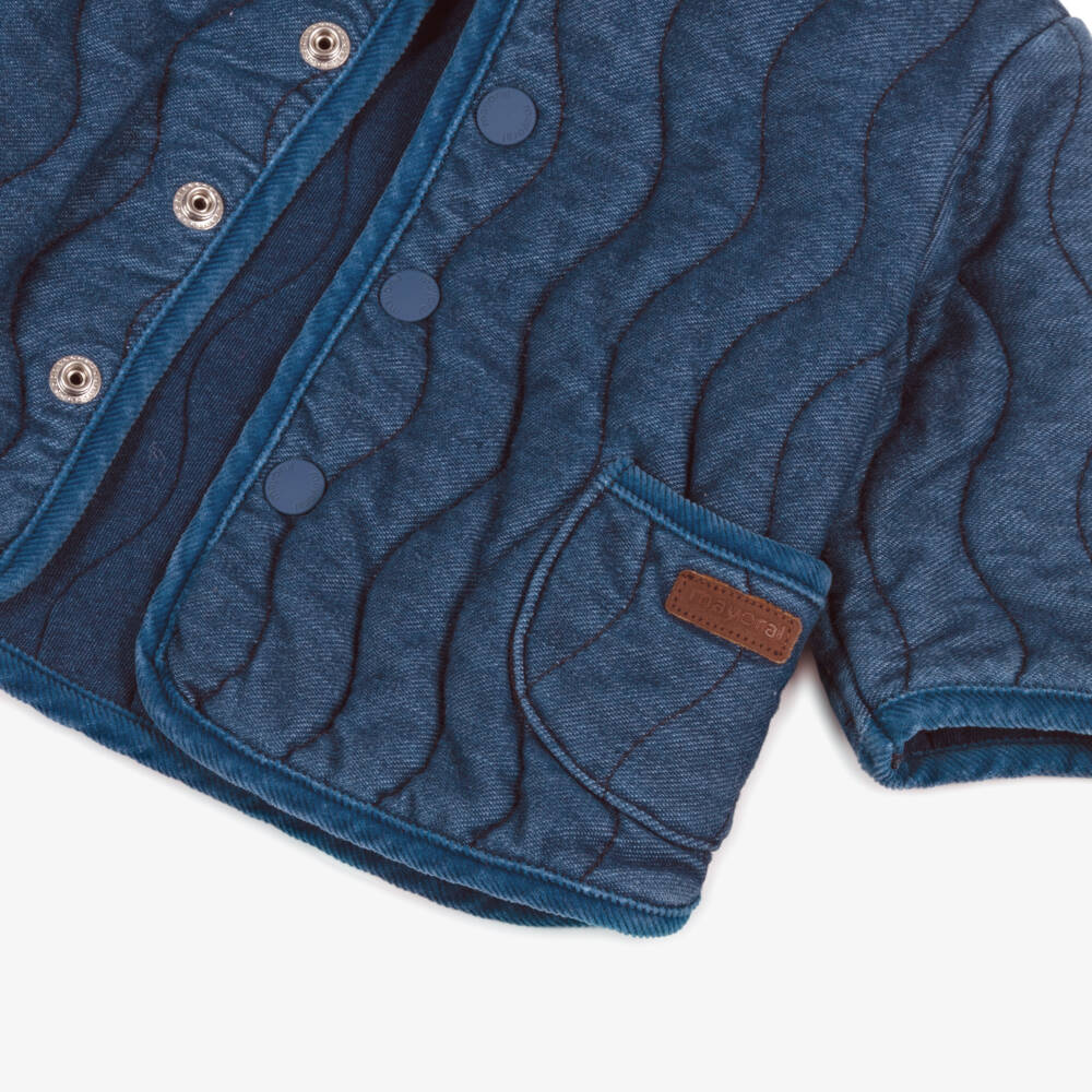 Mayoral Newborn-Blue Quilted Denim Baby Jacket | Childrensalon Outlet
