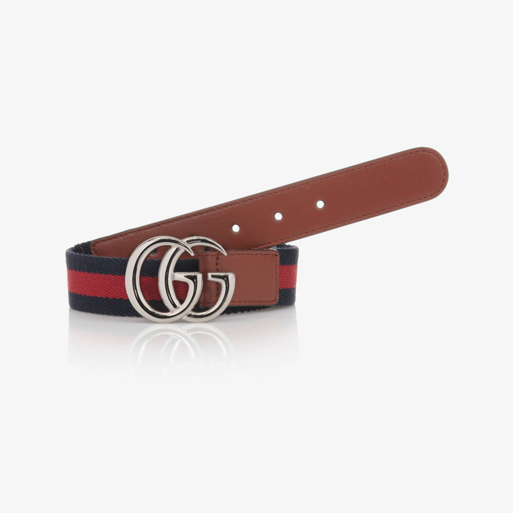 Gucci-Blue & Red Web Double G Belt | Childrensalon Outlet