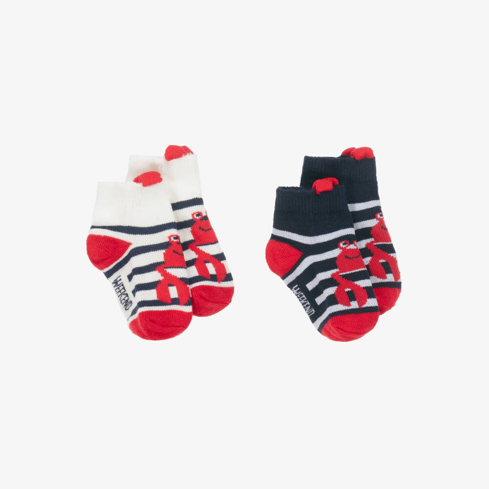 Week-end à la mer-Blue Striped Crab Motif Baby Socks (2 Pack) | Childrensalon Outlet