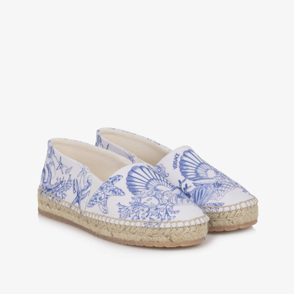 Versace-Эспадрильи из синего холста с подводным принтом | Childrensalon Outlet