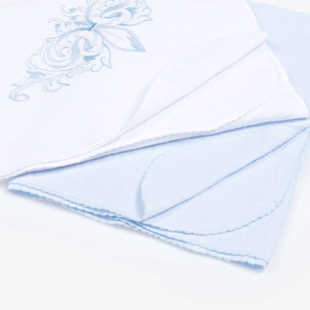 Sofija-Blue & White Muslin Cloths (2 Pack) | Childrensalon Outlet