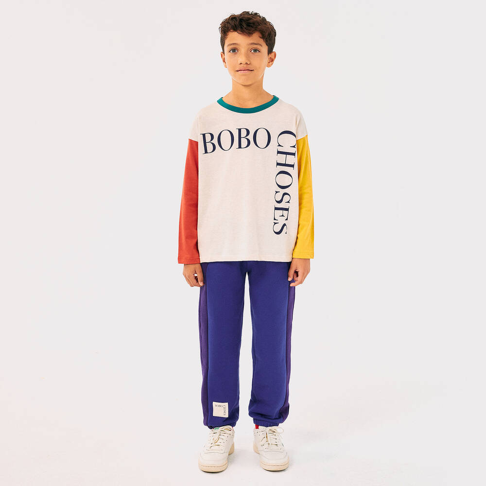 Bobo Choses-Blue Cotton Colourblock Joggers | Childrensalon Outlet