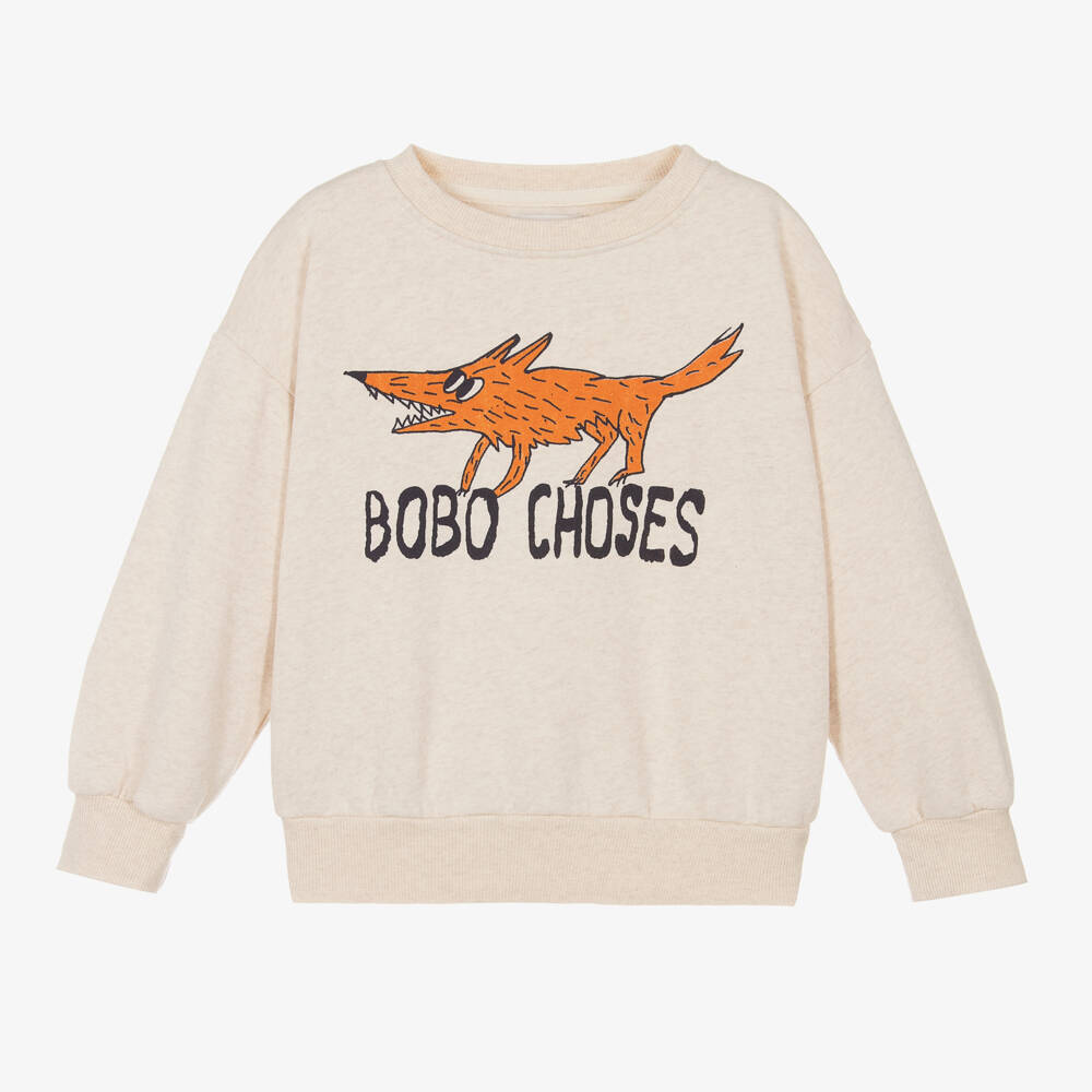 Bobo Choses-Boys Beige Fox Graphic Jumper | Childrensalon Outlet