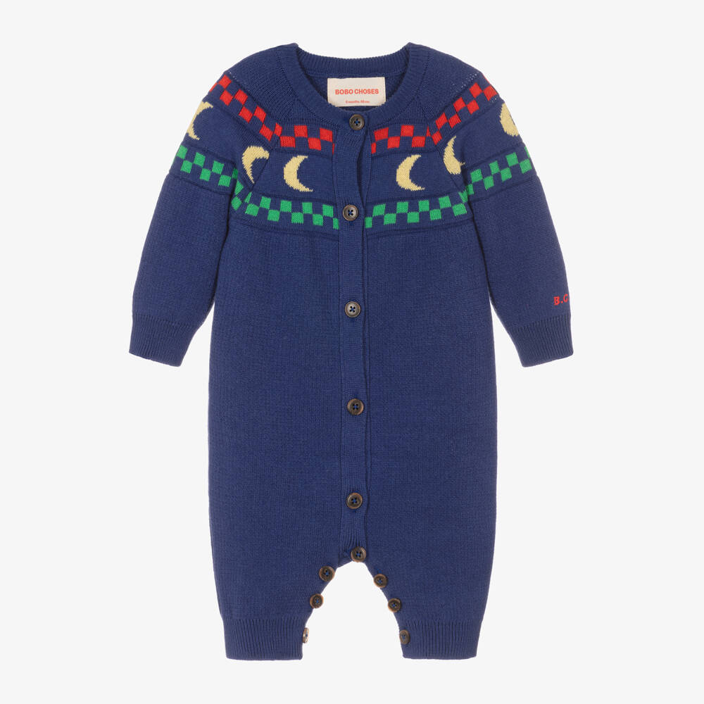 Bobo Choses-Boys Blue Knit Babygrow Set | Childrensalon Outlet