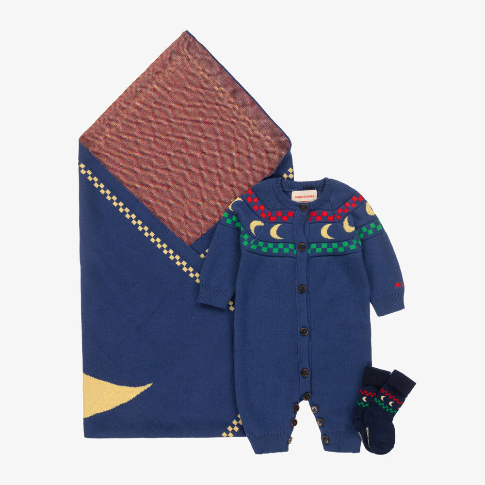 Bobo Choses-Boys Blue Knit Babygrow Set | Childrensalon Outlet