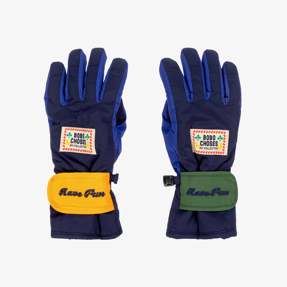Bobo Choses-Boys Blue Padded & Fleece-Lined Ski Gloves | Childrensalon Outlet
