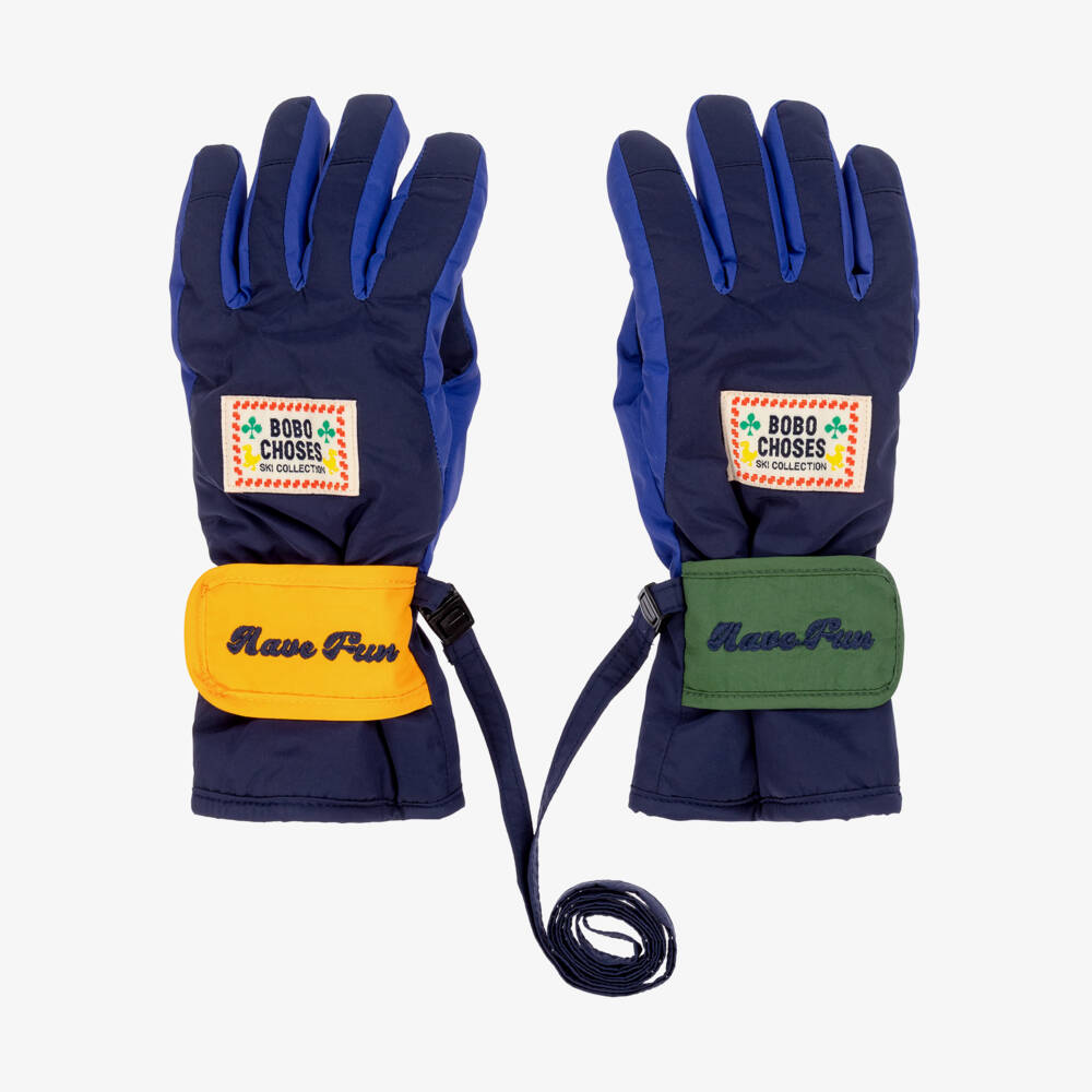Bobo Choses-Boys Blue Padded & Fleece-Lined Ski Gloves | Childrensalon Outlet