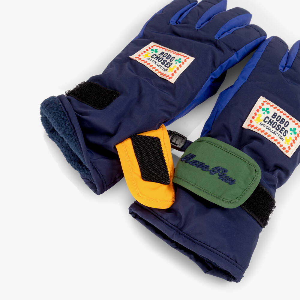 Bobo Choses-Boys Blue Padded & Fleece-Lined Ski Gloves | Childrensalon Outlet