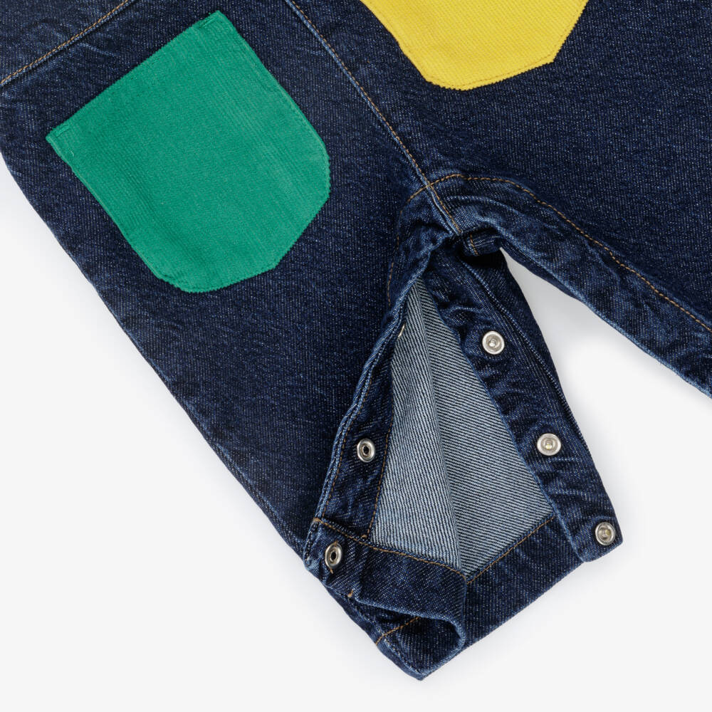 Bobo Choses-Boys Blue Patchwork Dungarees | Childrensalon Outlet
