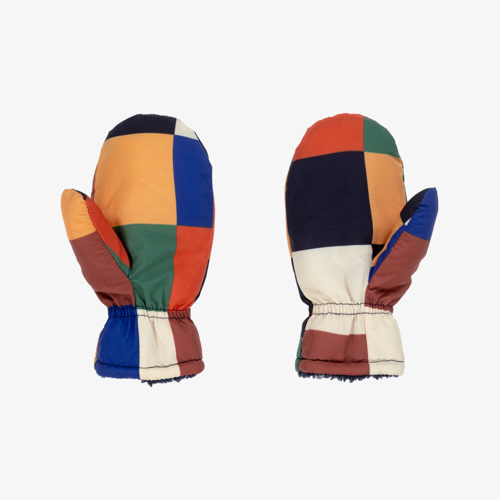 Bobo Choses-Boys Blue & Yellow Colourblock Checked Mittens | Childrensalon Outlet